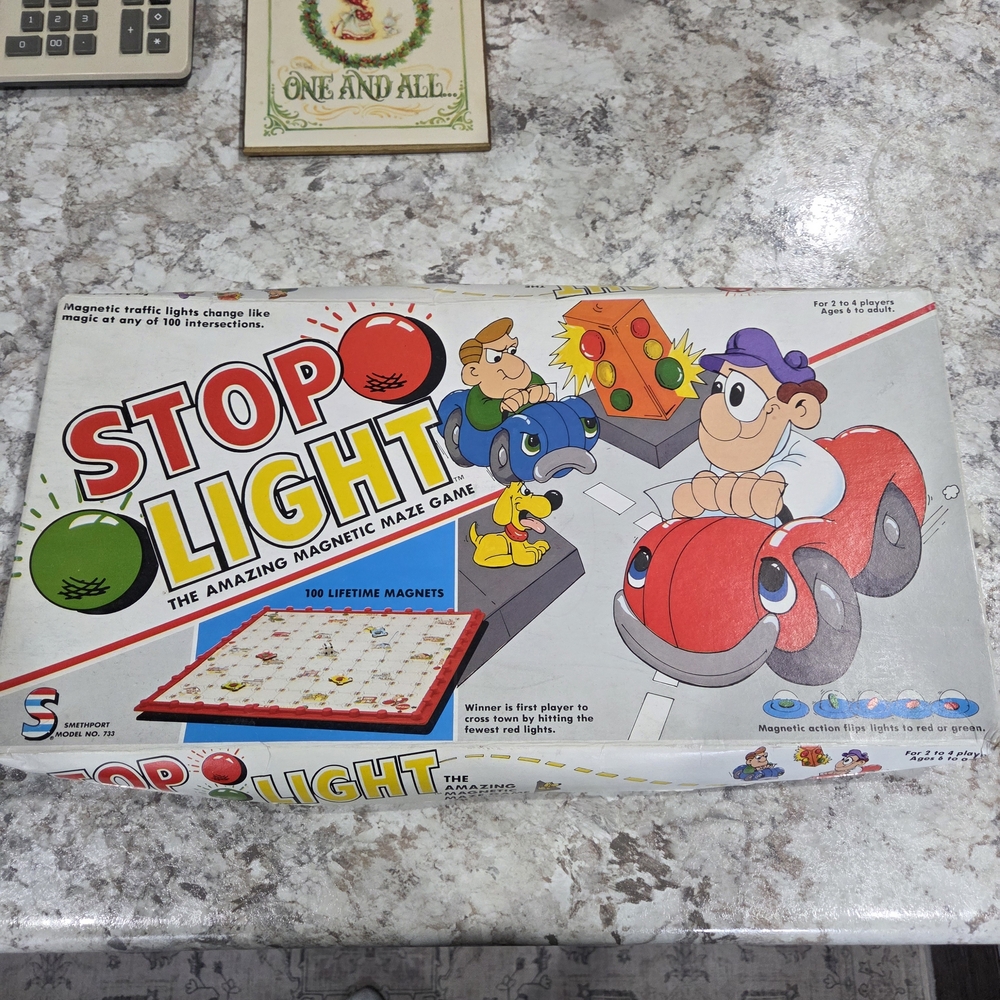 Vintage 1989 Stop Light Magnetic Maze Game - Red, Green, and Yellow